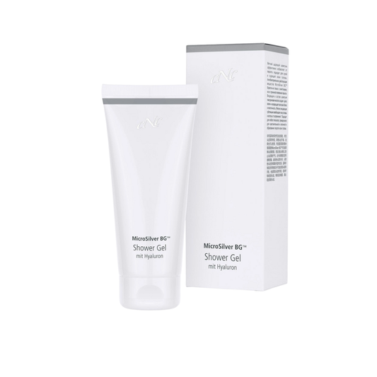 CNC Cosmetic MicroSilver Shower Gel mit Hyaluron 200ml Tube und Verpackung