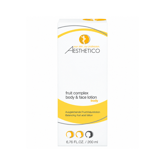 Aesthetico fruit complex body & face Lotion 200ml - Fruchtsäurelotion für Gesicht und Körper, Verpackung
