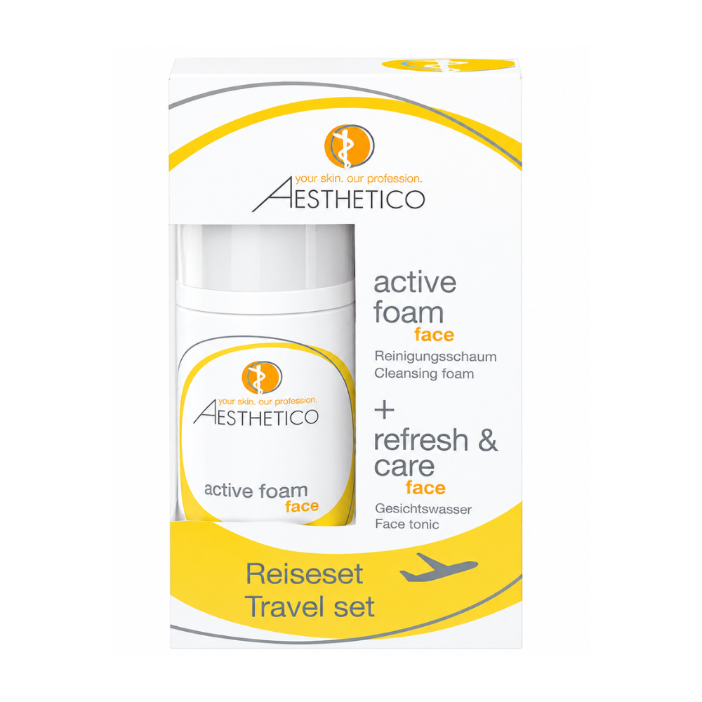 Aesthetico Reiseset active foam 50ml & refresh care 50ml Verpackung