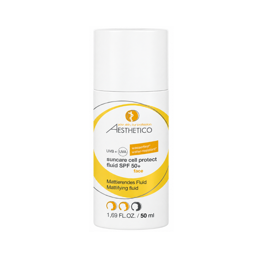 AESTHETICO suncare cell protect fluid SPF 50+, 50ml mattierender Sonnenschutz für das Gesicht, Flasche