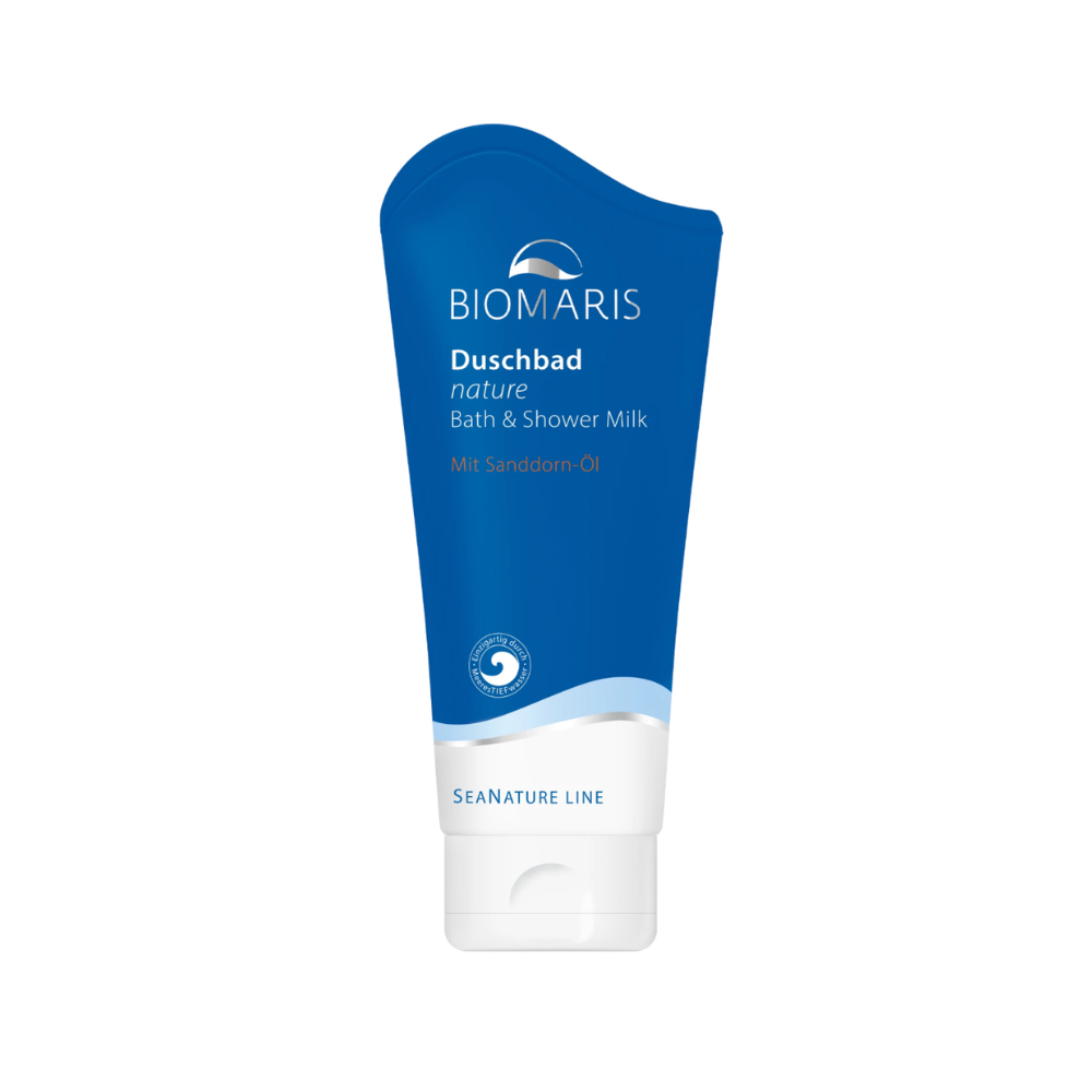 Biomaris nature Duschbad Sanddorn 200ml – Pflegendes Duschbad mit Sanddorn-Extrakt in der Tube.
