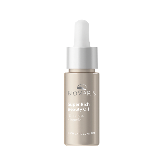 Biomaris Super Rich Beauty Oil 15ml – Nährendes Gesichtsöl für strahlende Haut in der Pipettenflasche.