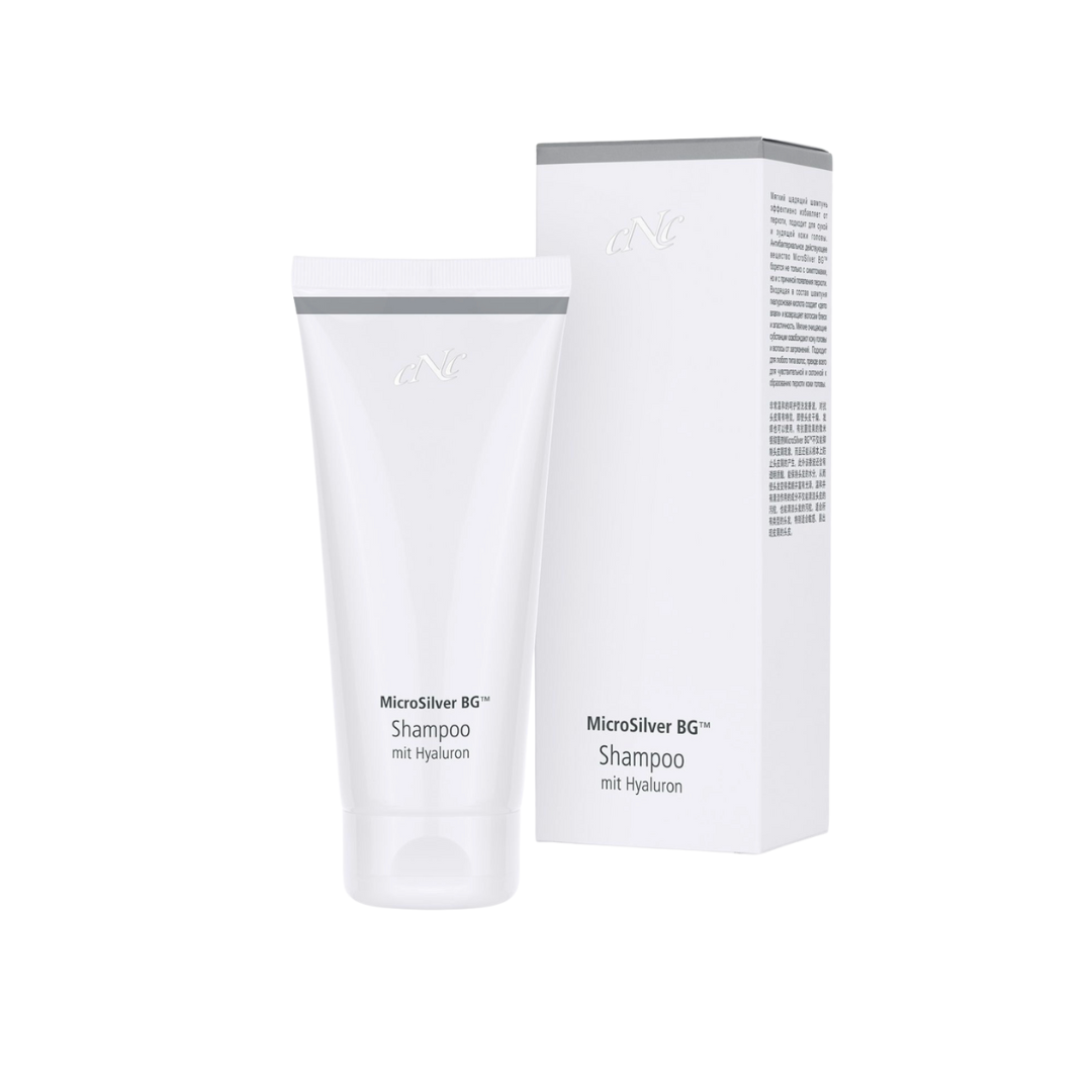 CNC Cosmetic MicroSilver Shampoo mit Hyaluron 200ml Tube und Verpackung